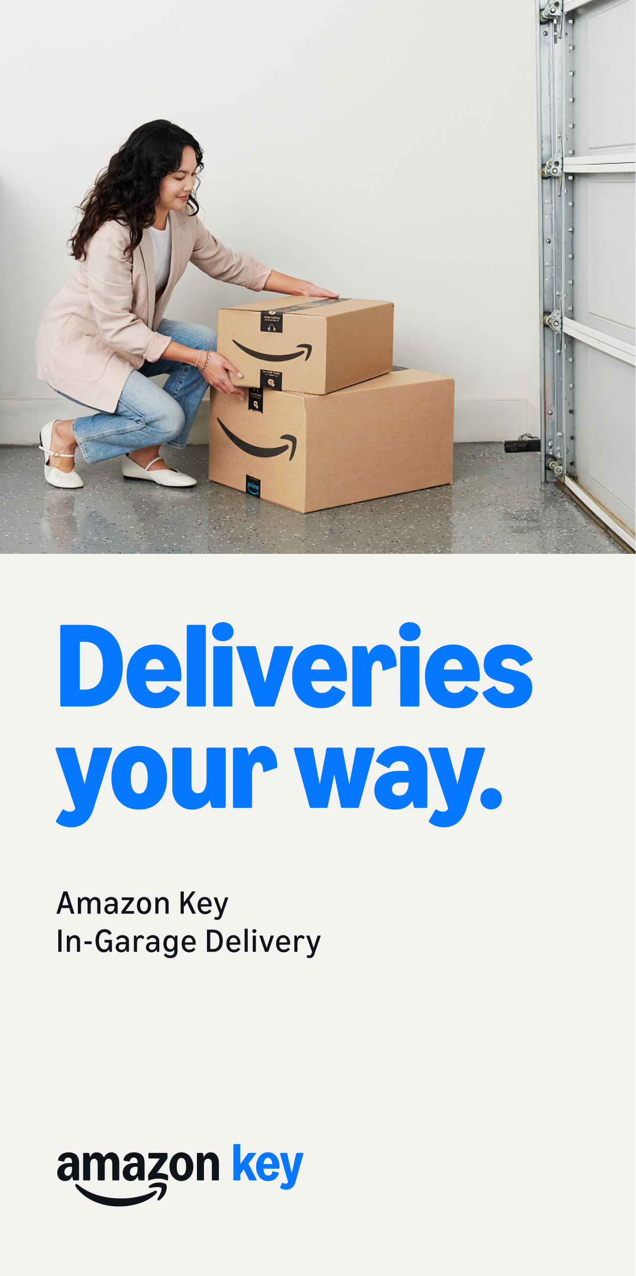 Deliveries, your way — Amazon Key In-Garage Delivery social creative.