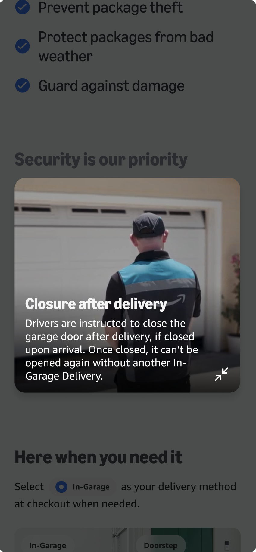 Expanded security pop-out: who can access the garage.